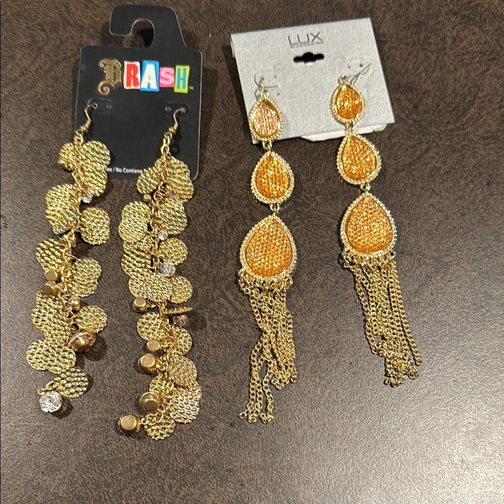 Lux Gold and Orange Bohemian Earrings
